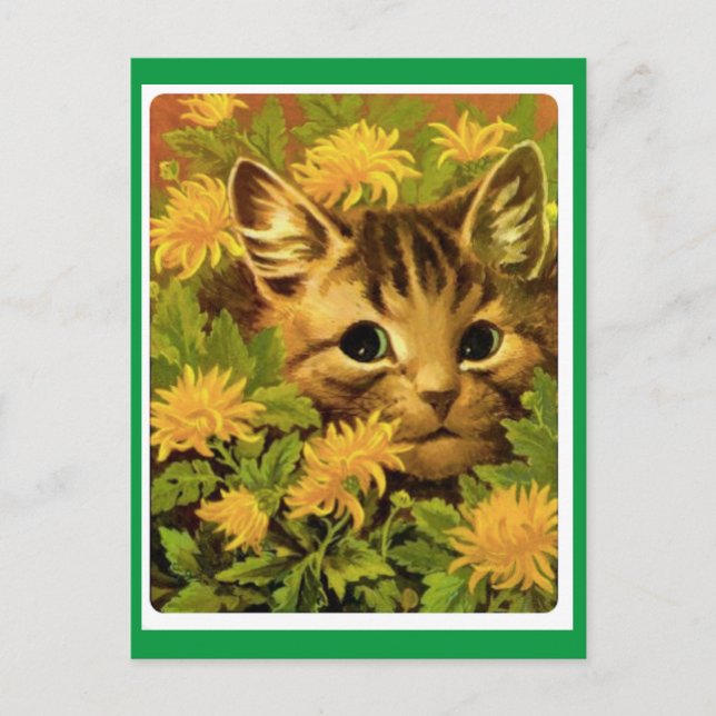 Louis Wain,Katt i blommor, Art  Vykort (Framsida)