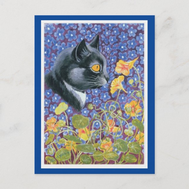 Louis Wain, Katt i Flowers hav, Art Postcard Vykort (Framsida)