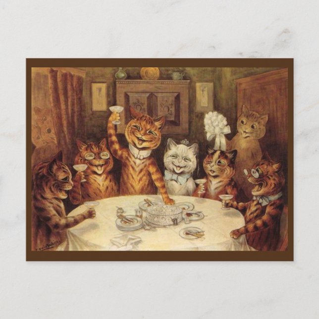 LOUIS WAIN KATT KATTER BREVKORT, 'FIRANDE' BREVKOR VYKORT (Framsida)
