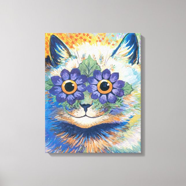 Louis Wain, Katt med blombesatta ögon, Canvastryck (Framsida)