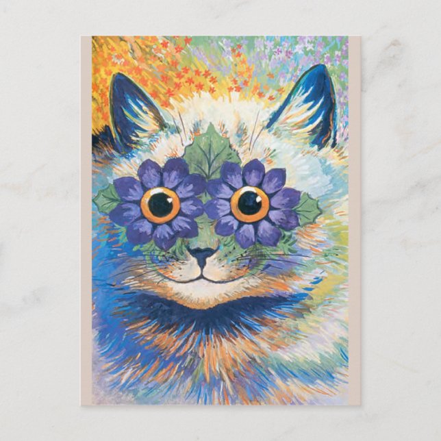 Louis Wain, katt med blomdekorerad Ögon, Vykort (Framsida)