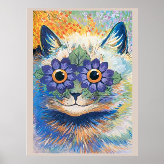 Louis Wain, katt med blommiga dekorerad Ögon, Post Poster (Framsidan)