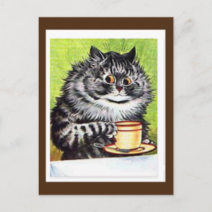 Louis Wain,Katt med kaffe Kopp, konst vykort