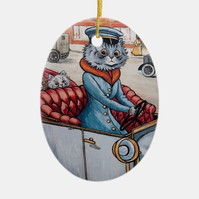 Louis Wain kattChaffeur jul Julgransprydnad Keramik (Framsidan)