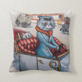 Louis Wain - kattchaufför med kattungar Kudde