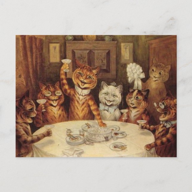 LOUIS WAIN KATTER KATT FIRANDE PARTY Postkort Vykort (Framsida)