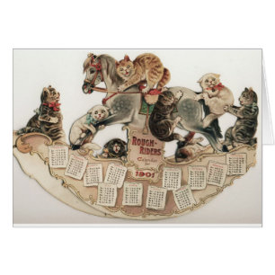 Louis Wain katter som vaggar hästen Hälsningskort