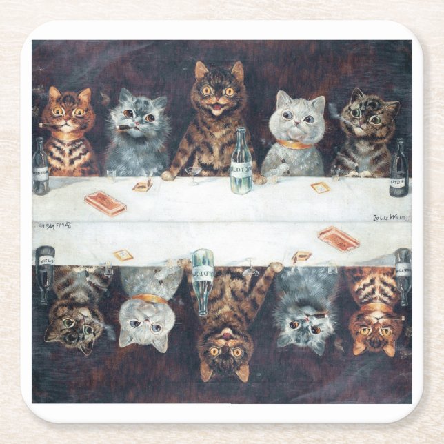 Louis Wain katter  Underlägg Papper Kvadrat (Framsidan)