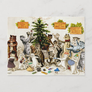 Louis Wain Katters julgransdekorationsfest Helg Vykort