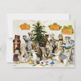 Louis Wain Katters julgransdekorationsfest Tack Kort