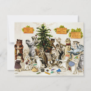 Louis Wain Katters julgransdekorationsfest Tack Kort
