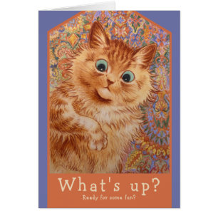 Louis Wain ljust rödbrun kattfödelsedagsfest Hälsningskort