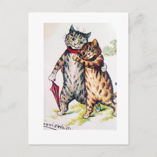 Louis Wain, Loely Cat Couple, Art Vykort