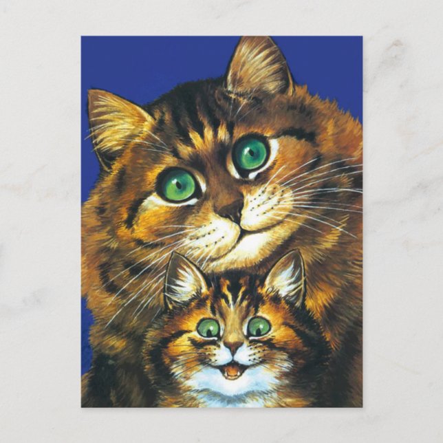 LOUIS WAIN MAMMA KATT OCH UNG POSTKORT VYKORT (Framsida)