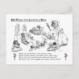 Louis Wain Old Cat in Shoe Nursery Rhyme Vykort