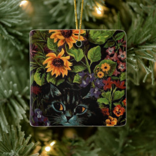 Louis Wain Ornament of Cats Surrozed by Flowers