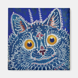 Louis Wain Psychedelic Blue Cat Magnet