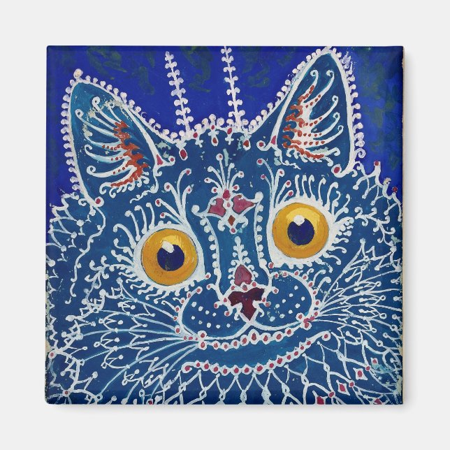 Louis Wain Psychedelic Blue Cat Magnet (Framsidan)