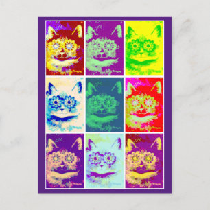 Louis Wain,Psychedelic Cat, Art Postcard Vykort