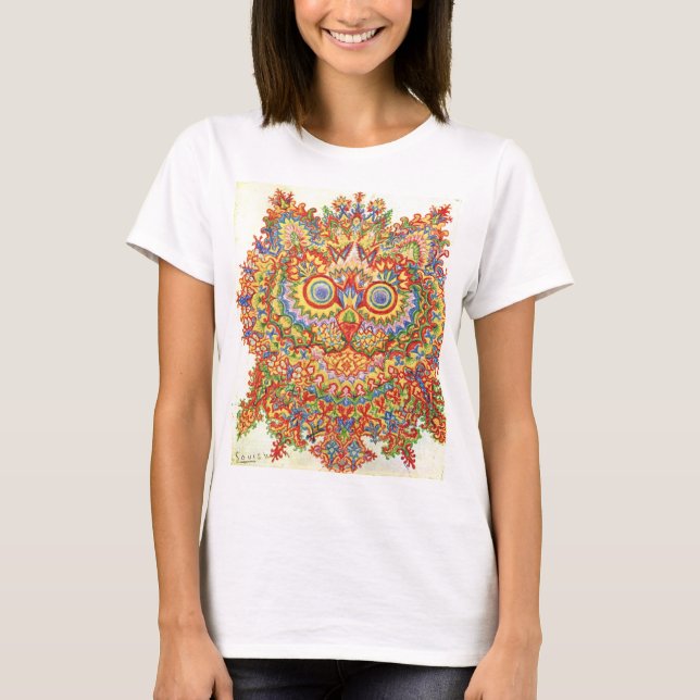 Louis Wain Psychedelic Cat Colorful T Shirt (Framsida)