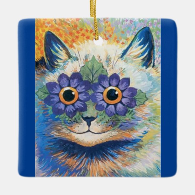 Louis Wain Psychedelic Cat Julgransprydnad Keramik (Framsida)