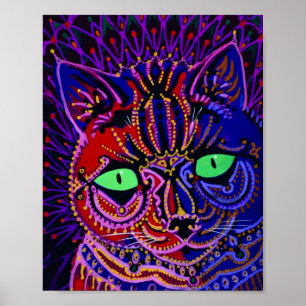 Louis Wain Psychedelic Cat Poster