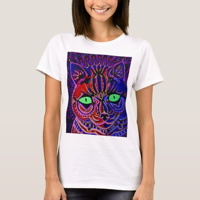 Louis Wain Psychedelic Cat T Shirt (Framsida)