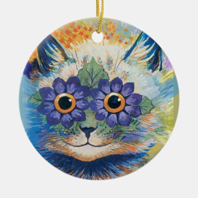 Louis Wain Psychedelic Cats Julgransprydnad Keramik (Framsidan)