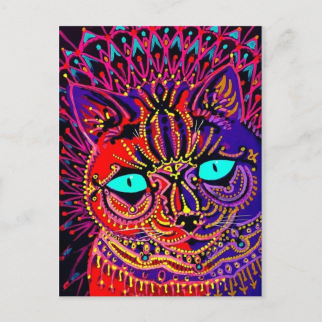 LOUIS WAIN PSYKEDELISK KATT BREVKORT VYKORT (Framsida)