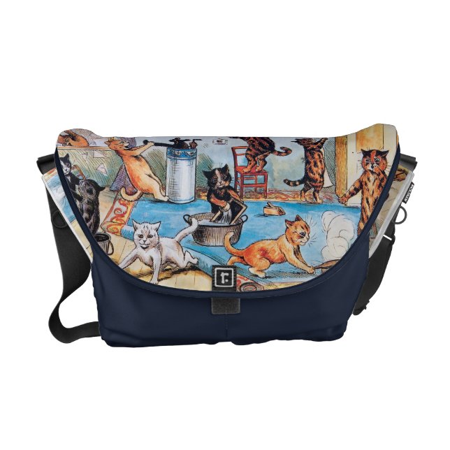 Louis Wain - rolig Anthropomorphic kattlokalvård Messenger Bag (Framsidan)
