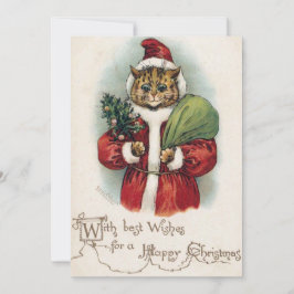 Louis Wain Santa Katt Platt Julkort