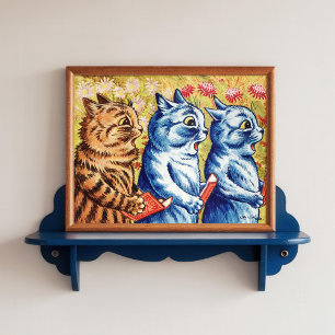 Louis Wain Singing Cats Vintage affisch Whimsical