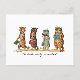 Louis Wain singing Cats Vykort