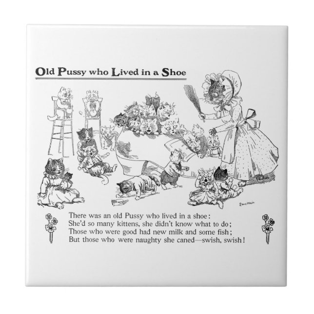 Louis Wain skor den gammala katten in Kakelplatta (Framsidan)