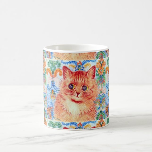 Louis Wain söt katt med abstrakt mönster bakom Kaffemugg (Center)