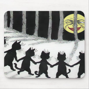 Louis Wain svart kattmåne Mousepad Musmatta