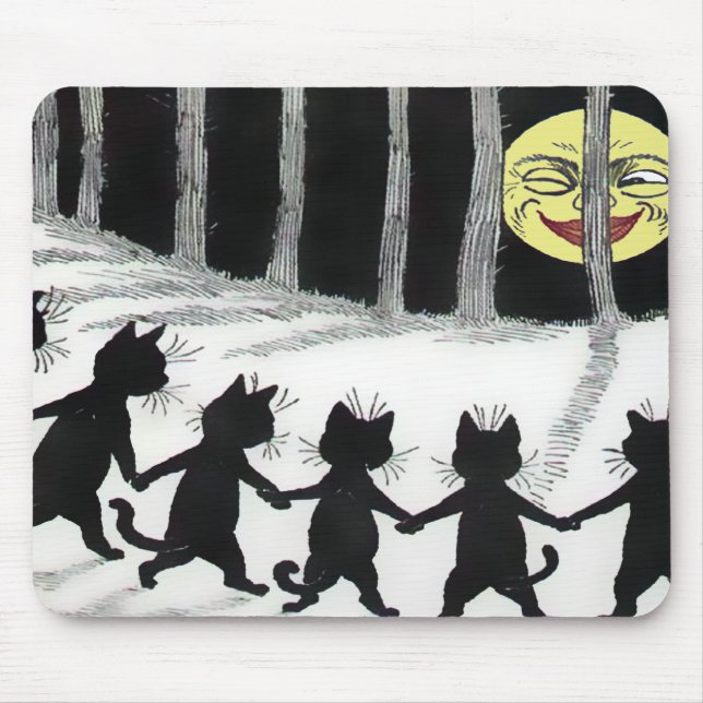 Louis Wain svart kattmåne Mousepad Musmatta (Framsidan)