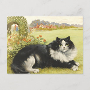 Louis Wain Svart Och Vit Katt Vykort