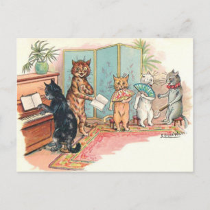 Louis Wain viktorianska katter parlor music omkrin Vykort