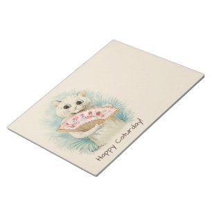 Louis Wain vitkatt med en fläkt CC0038 Anteckningsblock