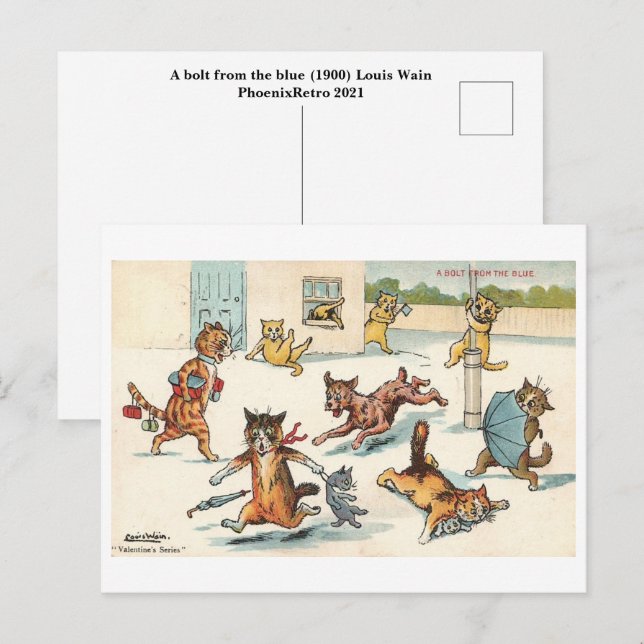 Louis Wain Vykort (Fram/baksida)