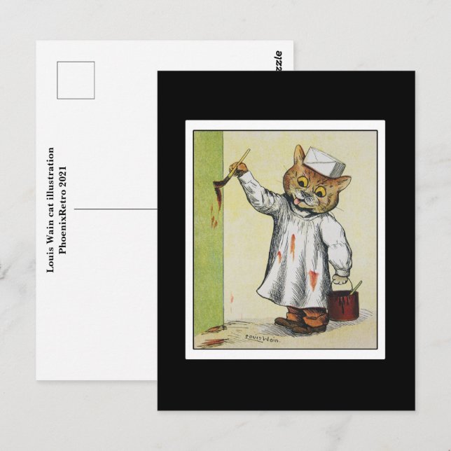 Louis Wain Vykort (Fram/baksida)