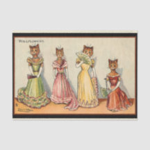 Louis Wain WallblommGirl Cats