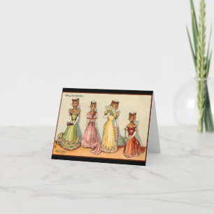 Louis Wain WallblommGirl Cats Kort