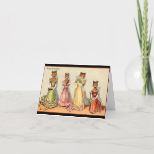 Louis Wain WallblommGirl Cats Tack Kort