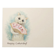 Louis Wain White-katt med fläkt CC0038