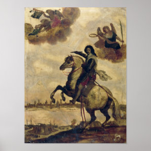 Louis XIII på siegen av La Rochelle Poster