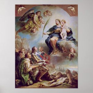 Louis XIII som ägnar kyrkan Poster