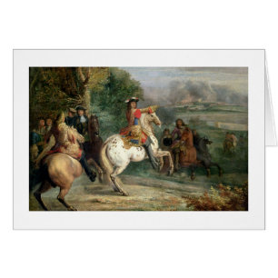 Louis XIV (1638-1715) som har uppsikt över siegen Hälsningskort