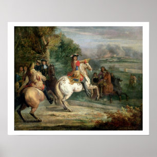Louis XIV (1638-1715) som har uppsikt över siegen Poster